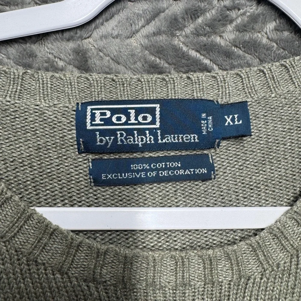 Polo Ralph‎ Lauren Sweater XL Gray Crewneck Cotton Knit Logo (2031)
